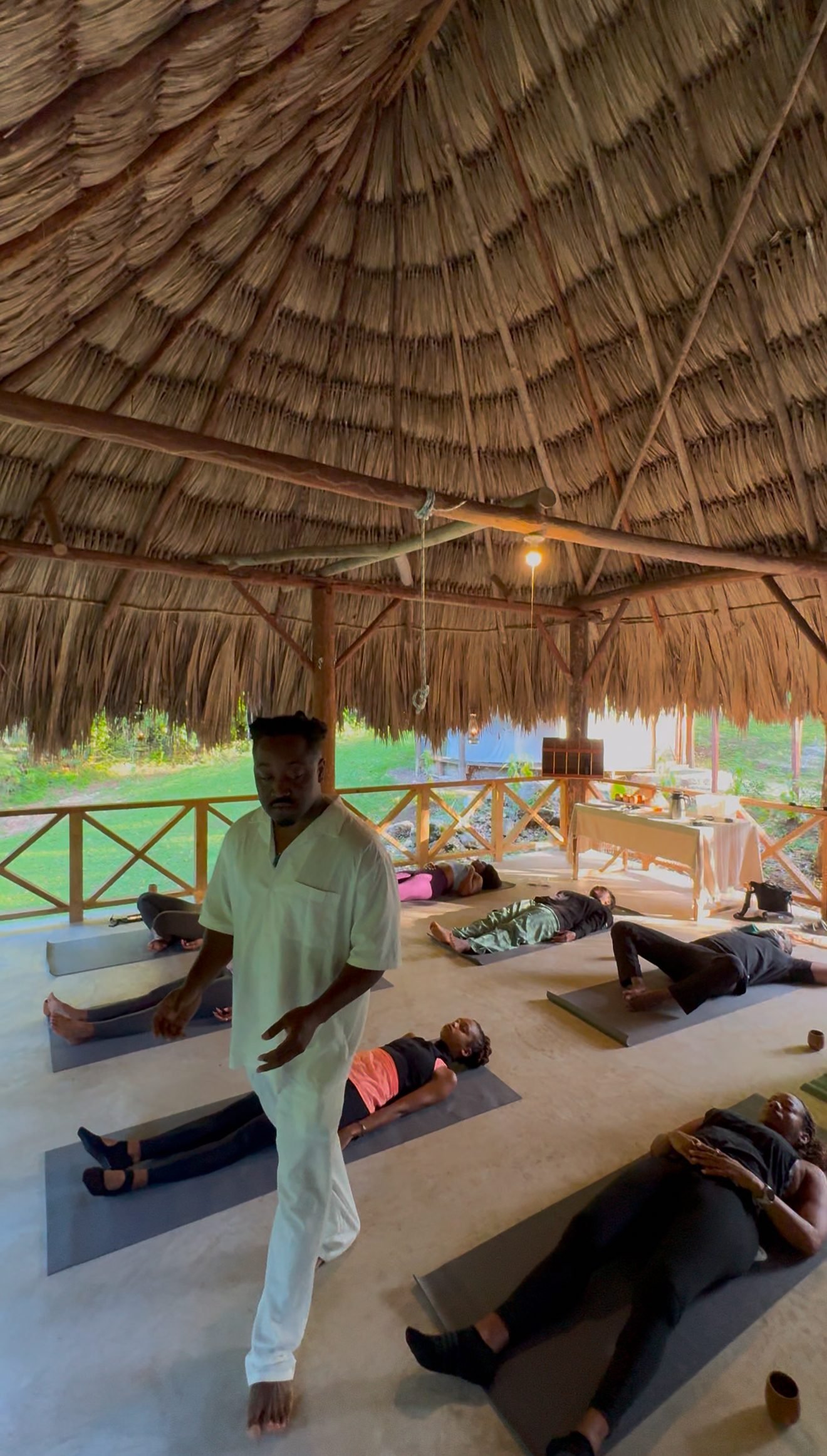 Prince Kerr leading meditation participants in deep rest